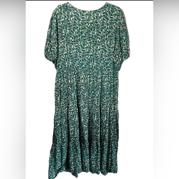 NWT A.L.C. Blue/Green Floral Feminine Puff Sleeve Button Down Maxi Size XL - Picture 6 of 8